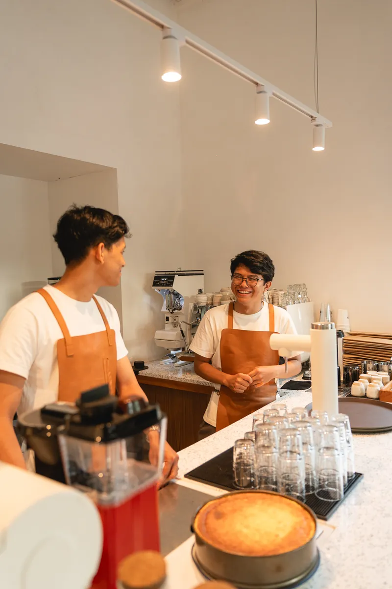 Baristas working behind the counter
